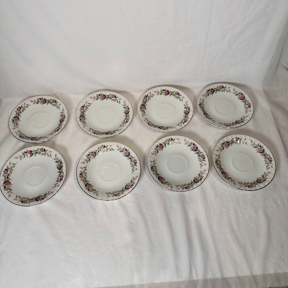 Creative Fine china Regency Rose 2345 Saucers Set of 8 Japan 1960's